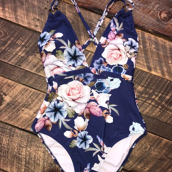 Cupshe Other - NWT Cupshe Blue Floral Strappy One-piece Swimsuit